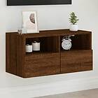 vidaXL Väggmonterad TV Stand brun ek 60x30x30 cm konstruerat trä 836866