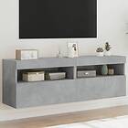 vidaXL Väggmonterad TV-benk LED 2 st betonggrå 60x30x40 cm 837190