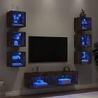 vidaXL TV Stand 8 delar LED rökfärgad ek konstruerat trä 3216637