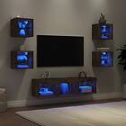 vidaXL TV Stand 7 delar LED rökfärgad ek konstruerat trä 3216587