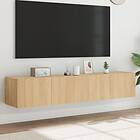 vidaXL Väggmonterad TV-benk LED 2 st sonoma-ek 80x35x31 cm 837286