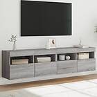 vidaXL Väggmonterad TV Stand LED 2 st grå sonoma 80x30x40 cm 837208