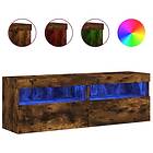 vidaXL Väggmonterad TV Stand LED 2 st rökfärgad ek 60x30x40 cm 837192
