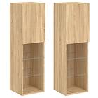 vidaXL TV Stand med LED-belysning 2 st sonoma-ek 30.5x30x102 cm 837020
