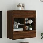 vidaXL Väggmonterad TV Stand LED brun ek 58.5x30x60.5 cm 837098