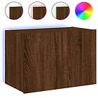 vidaXL Väggmonterad TV Stand LED brun ek 60x35x41 cm 837314