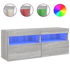 vidaXL Väggmonterad TV Stand LED grå sonoma 100x30x40 cm 837216