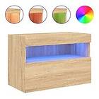 vidaXL Väggmonterad TV-benk LED sonoma-ek 60x30x40 cm 837187