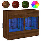 vidaXL Väggmonterad TV Stand LED brun ek 78.5x30x60.5 cm 837105