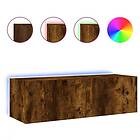 vidaXL Väggmonterad TV Stand LED rökfärgad ek 100x35x31 cm 837299