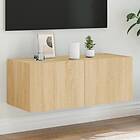 vidaXL Väggmonterad TV-benk LED sonoma-ek 80x35x31 cm 837285