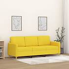 vidaXL 3-sitssoffa ljusgul 180 cm tyg 359491