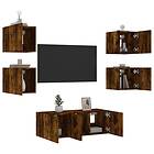 vidaXL TV Stand 6 delar LED rökfärgad ek konstruerat trä 3216815