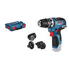 Bosch Borrskruvdragare GSR 12V-35 FC utan batteri och laddare med 4st chuckar