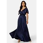 Goddiva Flutter Sleeve Satin Maxi Dress