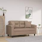 vidaXL 2-sits soffa med prydnadskuddar cappuccino 120 cm konstläder 3200987
