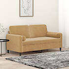 vidaXL 2-sitssoffa med prydnadskuddar brun 140 cm sammet 3200888