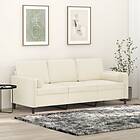 vidaXL 3-sitssoffa med prydnadskuddar gräddvit 180 cm sammet 3200899