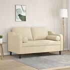vidaXL 2-sits soffa med prydnadskuddar gräddvit 120 cm tyg 3200839