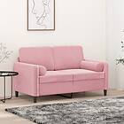 vidaXL 2-sitssoffa med prydnadskuddar rosa 120 cm sammet 3200874