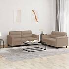vidaXL Soffgrupp med dynor 2 delar cappuccino konstläder 3202366