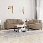 vidaXL Soffgrupp med kuddar 2 delar cappuccino konstläder 3202376