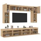 vidaXL Väggmonterade tv-skåp 8 delar LEDs sonoma-ek 3216766