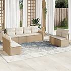 vidaXL Soffgrupp för trädgården med dynor 9 delar beige konstrotting 3218848