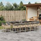 vidaXL Matgrupp för trädgården m. dynor 15 delar mixbeige konstrotting 3211416