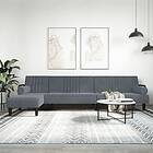 vidaXL L-formad bäddsoffa mörkgrå 260x140x70 cm sammet 3157243