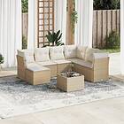 vidaXL Matgrupp för trädgården med dynor 8 delar beige konstrotting 3249837