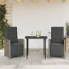 vidaXL Caféset med dynor 3 delar grå konstrotting 3212556
