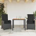 vidaXL Matgrupp för trädgården med dynor 3 delar svart konstrotting 3212230