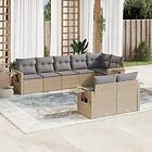 vidaXL Matgrupp för trädgården med dynor 8 delar beige konstrotting 3252756