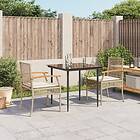 vidaXL Matgrupp för trädgården 3 delar med dynor beige konstrotting 3213624