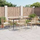vidaXL Matgrupp för trädgården med dynor 7 delar beige konstrotting 3213629