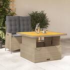 vidaXL Matgrupp för trädgården med dynor 2 delar beige konstrotting 3277487