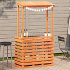 vidaXL Barbord för trädgården med tak vaxad brun 112,5x57x195,5 cm 844641