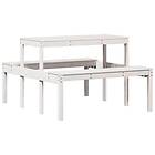 vidaXL Picknickbord vit 110x134x75 cm massivt trä 832558