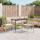 vidaXL Matgrupp för trädgården med dynor 5 delar beige konstrotting 3213626