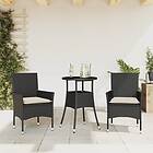 vidaXL Matgrupp för trädgård med dynor 3 delar svart konstrotting&glas 3278615