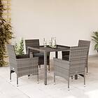 vidaXL Matgrupp för trädgården med dynor 5 delar grå konstrotting&glas 3278556