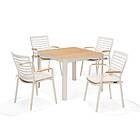 Lifestyle Garden Portals matgrupp Teak/vit 4 stolar & bord 95x95 cm