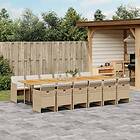 vidaXL Matgrupp för trädgården med dynor 13 delar beige konstrotting 3277719