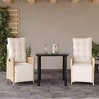 vidaXL Matgrupp för trädgården 3 delar med dynor beige konstrotting 3213441