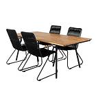 Venture Home Matgrupp Chane med 4 Billy Karmstolar Dining Table Black Steel Acacia (teak look) 200cm GR21471