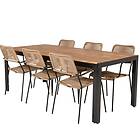 Venture Home Matgrupp Berfin med 6 Leon Karmstolar Bois Dining table 200*100cm Black Legs Acacia +Lindos GR19030