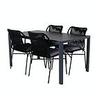 Venture Home Matgrupp Bundy med 4 Julle Stolar BreakTable150*90-JulianDiningChair_BlackSteel_BlackRope_4 GR21831