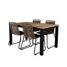 Venture Home Matgrupp Perla med 4 Leon Stapelbara Matstolar Panama Table 152/210 Black/Teak+Lindos Stacking Chair Bl GR21744