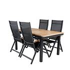 Venture Home Matgrupp Perla med 4 Positionsstolar Panama Table 152/210 Black/Teak+Panama Light 5-pos Chair B GR21734